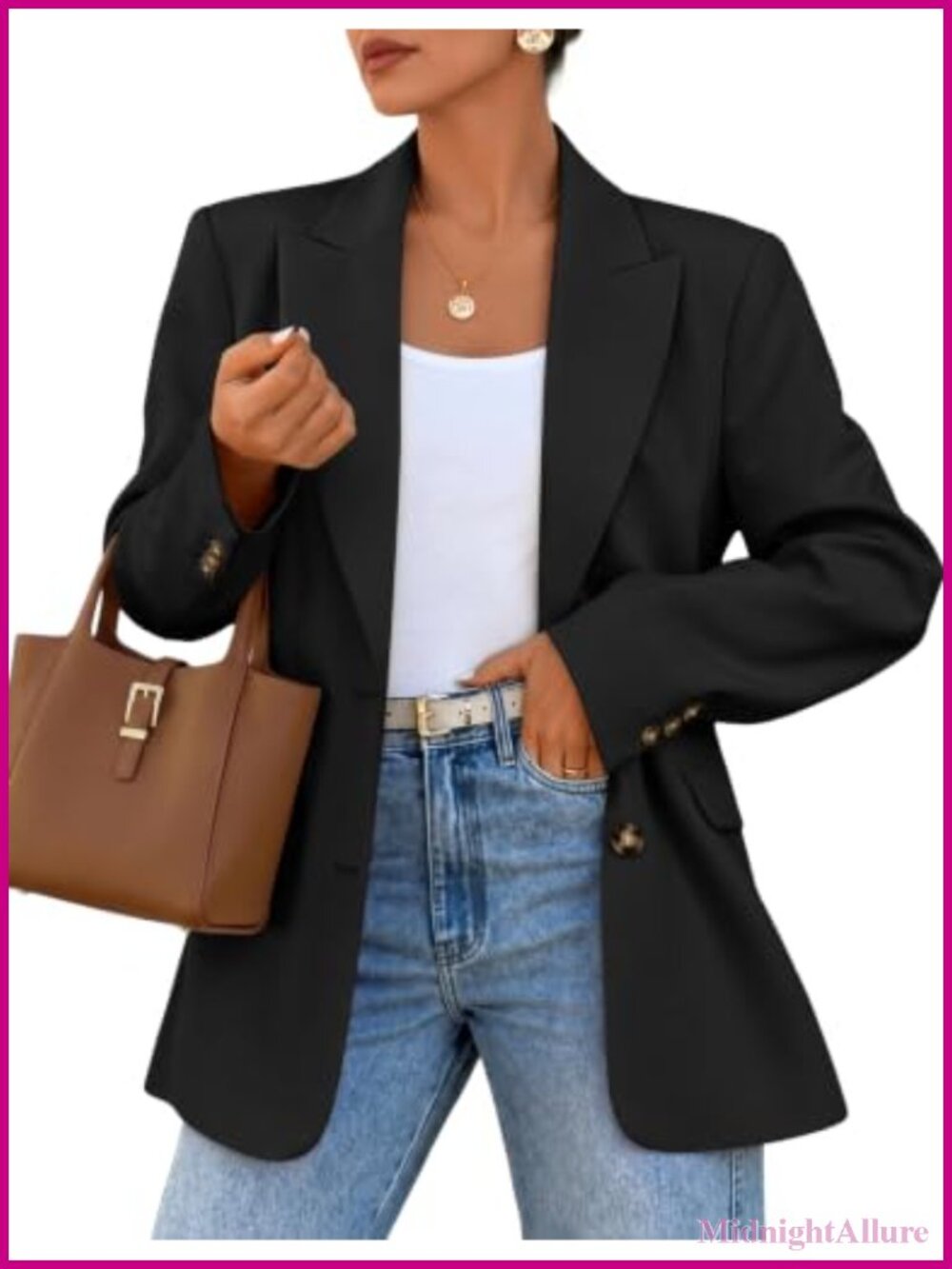 Womens Business Casual Lapel Blazer Suit Jacket Oversized
